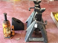 Hydraulic jack, jack stands, wheel chock