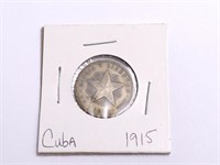 1915 Republica De Cuba Veinte Centavos Coin
