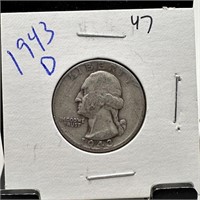 1943-D WASHINGTON SILVER QUARTER