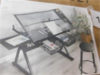 GLASS DRAFTING TABLE w/ Stool