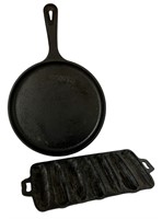 Cast Iron Flat Skillet & Cornbread Pan