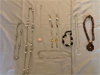 ASSORTED EARRINGS AND NECKLACES