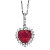 Sterling Silver Created Ruby Pendant Necklace