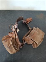 Tool belt with leather pouches