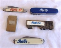 5 vintage Pepsi pocket knives w/ Swiss Army style.