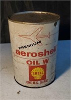 Empty premium aeroshell oil can