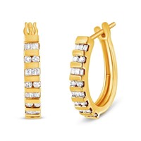 10k Gold 1.00ct Diamond Accented Hoop Earrings