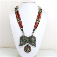 Tibet Natural Stone Tribal Queen Royal Necklace