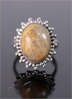 Sterling Silver & Brown Cabachon Stone Ring