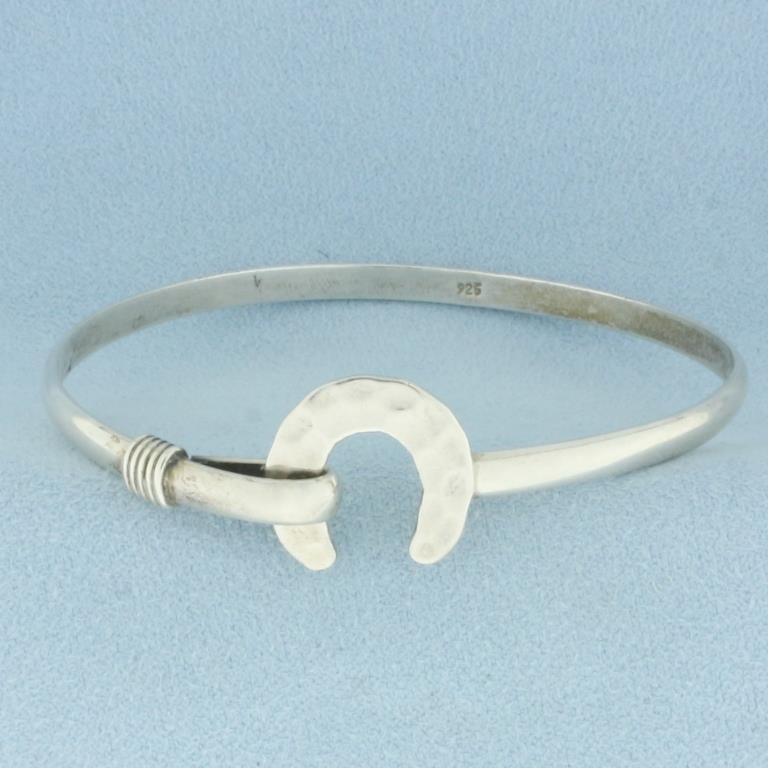 Horseshoe Bangle Bracelet in Sterling Silver