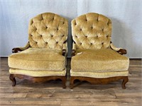 Pair of Swaim Tufted Gold Armchairs