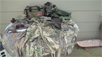 CRATE FULL OF CAMO CLOTHES XL- KNIFE- HUNTING