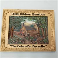 Antique Blue Ribbon Bourbon embossed sign -