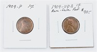 1909 VDB RARE Date & 1909-P Linoln Cent Coins