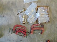 5- C- Clamps/ Brass Knob Lot