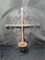 Metal Cross Candle Holder