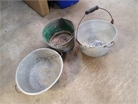 Old Buckets & Pans Holes In Bottom