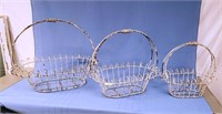 3 Metal Planter Baskets 22h,19,16