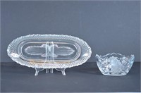 Cut Glass Bowl and Serving Dish