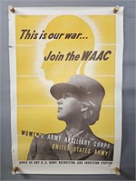 Authentic 1942 Join Waac Recruiting Poster