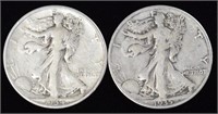 2 Liberty Silver Half Dollars, 1934, 1935