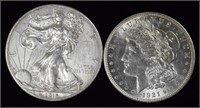 2011 Silver Eagle & 1921p Morgan Silver Dollar