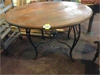 Wood-top Wrought Iron Leg Table