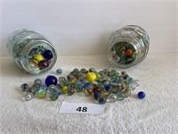 2 Jars of Glass Marbles