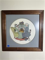 Vintage Norman Rockwell Framed Cross Stitch