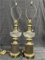 Pair of vintage Paul Hanson brass and glass