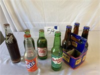 8 Soda Bottles w/4 Pack Cardboard & Plastic Tote