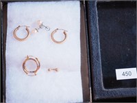 Four pairs of 14K gold earrings including pair
