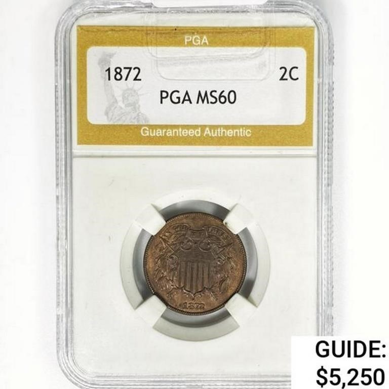 1872 Two Cent Piece PGA MS60