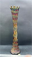 Carnival Glass Fluted Vase (18"H) (M103)
