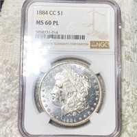 1884-CC Morgan Silver Dollar NGC - MS 60 PL