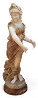 Alabaster or Marble Sculpture of Woman, Signed.