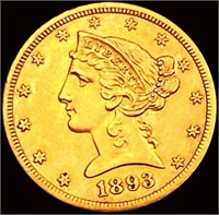 1893-CC $5 Gold Half Eagle