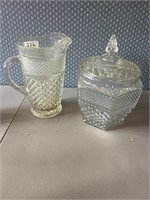 DIAMOND POINT PITCHER & COOKIE JAR