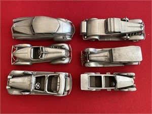 (6) Pewter Cars