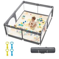 71x59 Playard for Babies with Gate  Gray