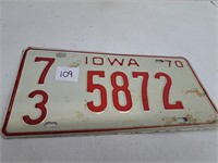 1970 Iowa Licence Plate