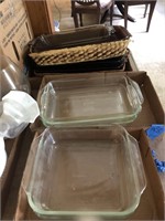 Miscellaneous glass bakeware and assorted kitchen