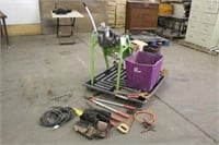 Tote w/Assorted Tools & Machine w/Electric Motor,