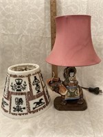 Small Ceramic Lamp and Plastic Country Lamp Shade