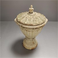Cast iron urn with cover - 12" tall