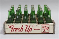 7-UP WOODEN CARRIER TRAY WITH BOTTLES