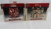 2 Porcelain Lighted Christmas Houses(Plymouth