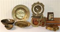 Brass Plates, Gong, Bowls, Box & Stand