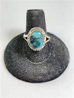 Sterling Heavy Turquoise Ring 12G Size 8.5 (Adjus)