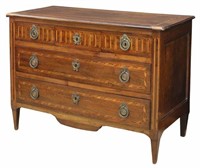 FRENCH LOUIS XVI STYLE INLAID FIVE-DRAWER COMMODE
